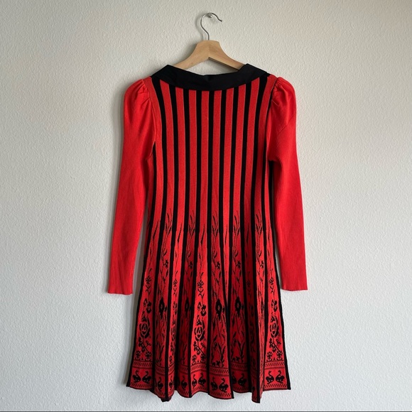 60s Mod K-Pop Lolita Striped Pleated Sweater Mini Dress Peter Pan Collar - Picture 5 of 5